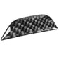 Carbon fiber weave trim piece with curved edge, black and gray for armrest button