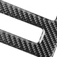 Carbon fiber style trim strip sticker with curved corner and cutout for mounting