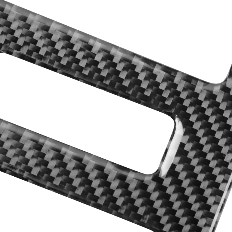 Carbon fiber style trim strip sticker with curved corner and cutout for mounting