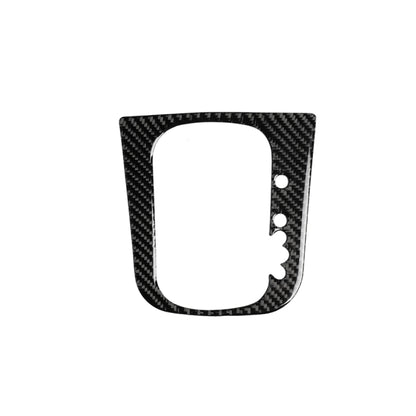 Carbon fiber patterned gear selector trim sticker with cutout window and mounting holes