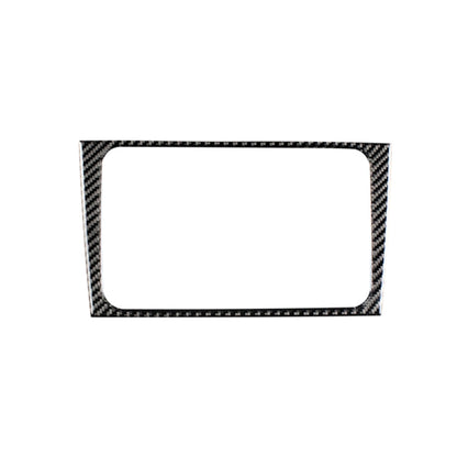 Carbon fiber CD panel decorative sticker with rectangular cutout, glossy black weave