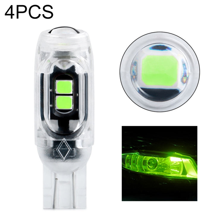 T10 car clearance light bulb, clear body with green 5-LEDs and lens