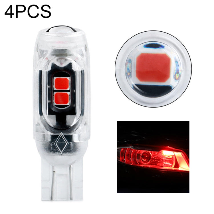 T10 car clearance light bulb, clear body with red 5-LEDs and lens