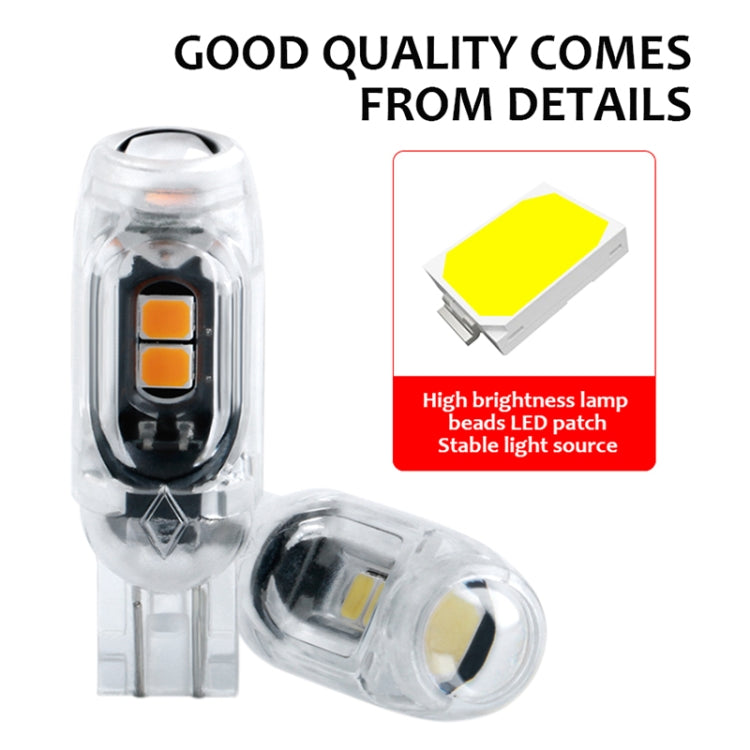 4pcs T10 clearance bulbs, clear housings with yellow LED panel and lens