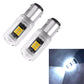 Pair of clear LED car brake light bulbs with metal base and yellow LED array