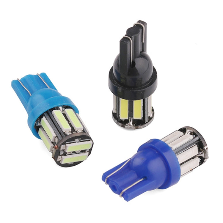 T10 LED clearance bulbs with blue and black caps, showing SMD chip clusters