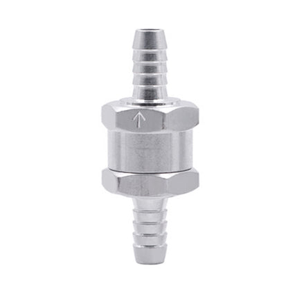 8mm silver aluminum one-way fuel check valve with push-in barbed ends