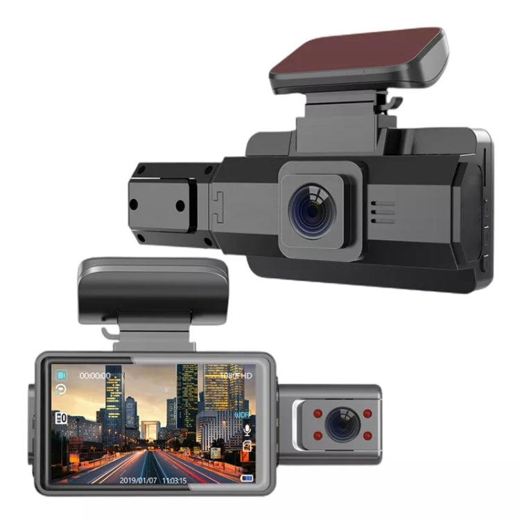 Dual dash cam with front and interior cameras and built-in screen