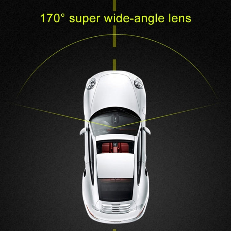 Dash cam diagram highlighting 170° super wide-angle lens coverage