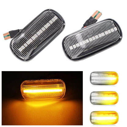 2-pack LED fender side marker lights, clear lens with black housing, orange glow