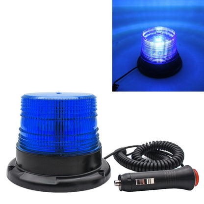 Vehicle safety warning beacon light with blue LED glow and black mounting base, wired cord