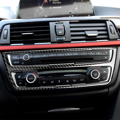 Carbon fiber-look CD panel trim sticker for car dashboard, black with weave texture