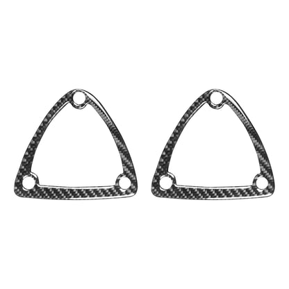 Carbon-fiber patterned headrest decorative sticker, triangular frame with 3 mounting holes