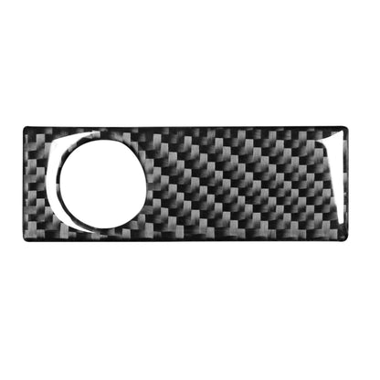 Carbon fiber glove box handle sticker with circular cutout, black woven finish