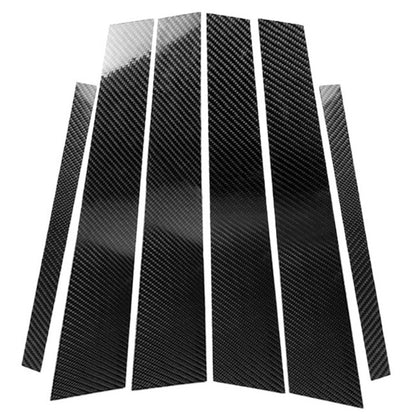 Carbon fiber B-pillar decorative sticker set, black weave strips with adhesive backing