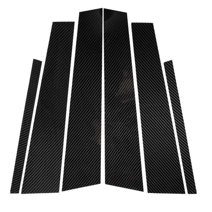 Carbon fiber look B-pillar decorative stickers, black textured set of five strips