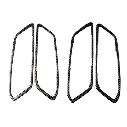 Carbon fiber door handle trim stickers, curved set of four pieces, black gray weave