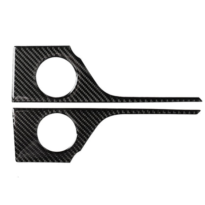 Carbon fiber rear door handle sticker, black weave, two circular cutouts and long strip