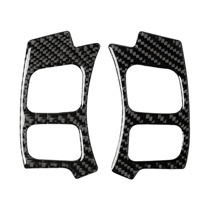 Set of two carbon fiber steering wheel button covers with white cutouts