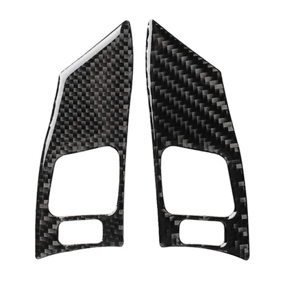 Carbon fiber steering wheel button trim stickers with cutouts, pair (left/right).