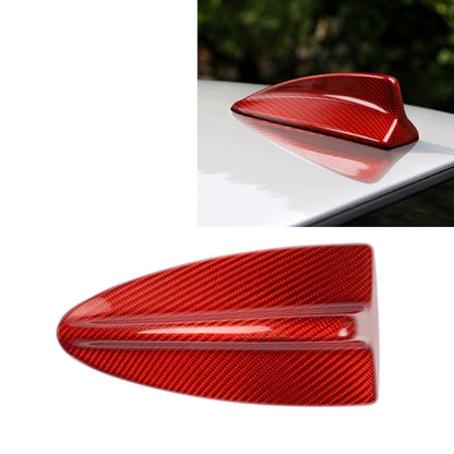 Red carbon fiber-style antenna cover, C-shaped for BMW E90, angular fin profile