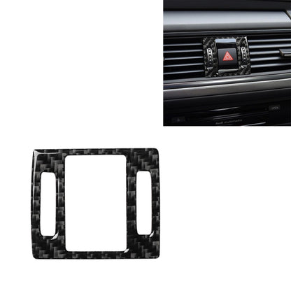 Carbon fiber warning light trim sticker with hazard triangle insert, grille-mounted style