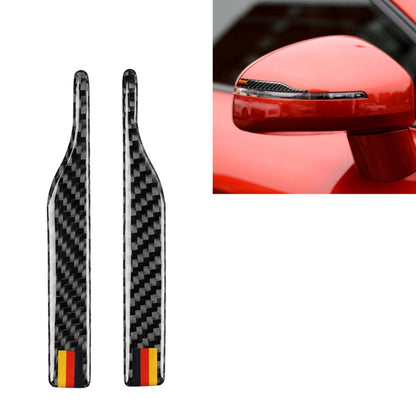 Carbon fiber rearview mirror anti-collision stickers, pair, with German flag stripe