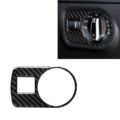 Black carbon-fiber headlight switch decorative sticker surround with cutouts, right drive