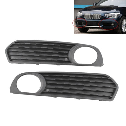 Pair of front fog light grilles with oval openings, dark gray, for BMW F20