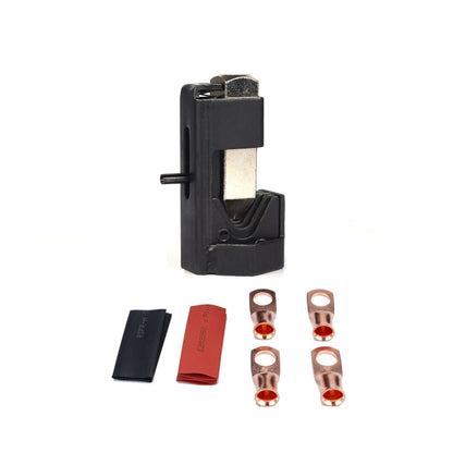 Crimper tool with spare copper lug terminals and insulated covers