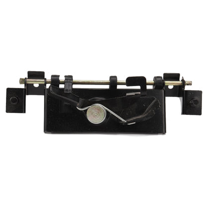 Black tailgate handle with metal linkage and mounting brackets