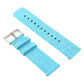 Light blue canvas watch wrist strap with metal buckle and stitched pin holes