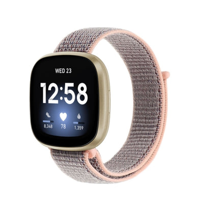 Nylon loop strap for Fitbit Versa 3, gray with pink trim
