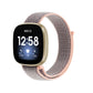 Nylon loop strap for Fitbit Versa 3, gray loop band with pink stitching