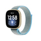 Nylon loop strap for Fitbit Versa 3, light blue with darker blue trim