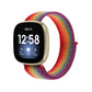 Nylon loop strap for Fitbit Versa 3, rainbow multicolor loop band