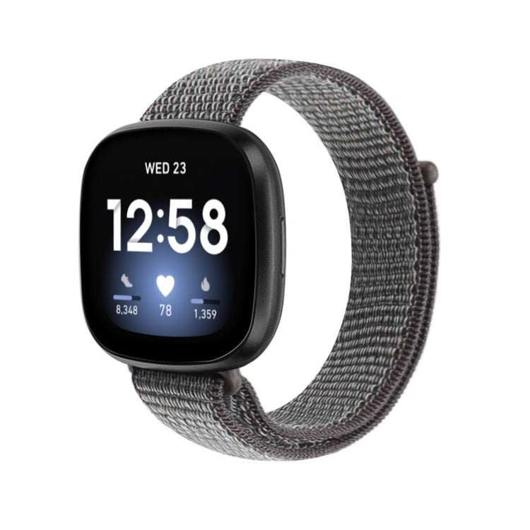 Nylon loop strap for Fitbit Versa 3, dark gray with light gray underside