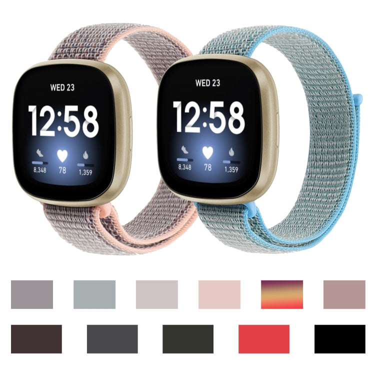 Two nylon loop replacement straps in light pink and light blue, with color swatches