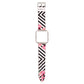 Leather watch strap for Fitbit Blaze, long floral and striped band, silver clasp
