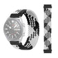 Woven nylon watch replacement strap with black and gray chevron pattern