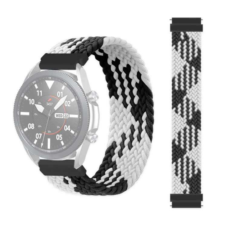 Woven nylon watch replacement strap with black and gray chevron pattern