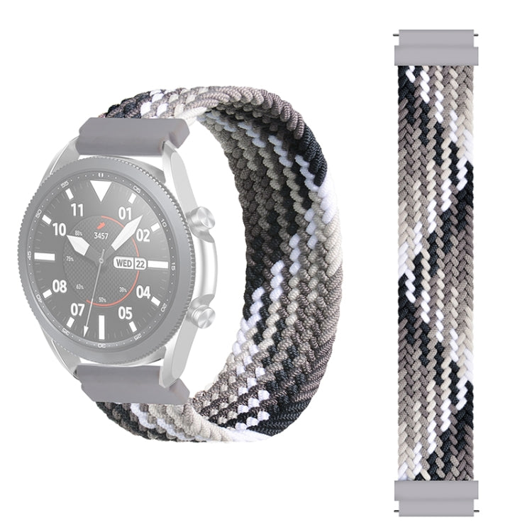 Woven nylon watch replacement strap with light gray and black chevron pattern