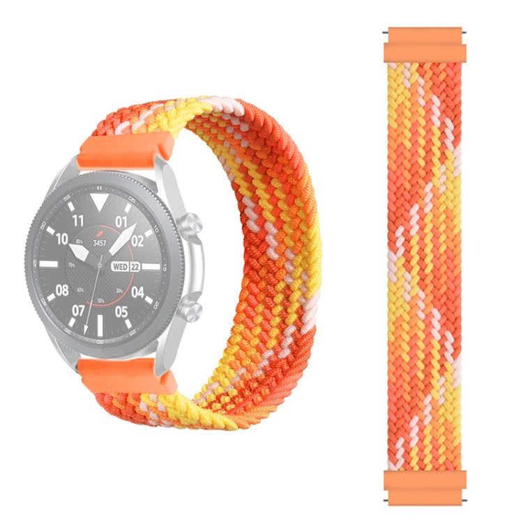 Woven nylon watch replacement strap in orange and yellow chevron pattern