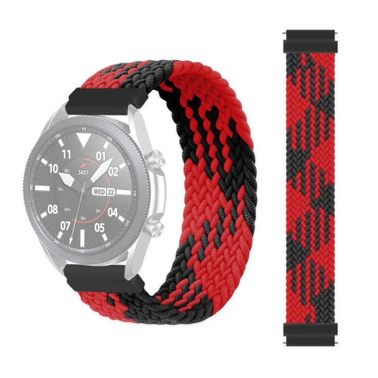 Woven nylon watch replacement strap with red and black chevron pattern