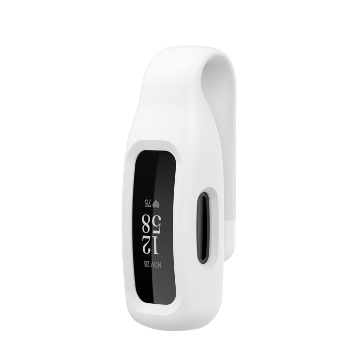 Silicone protective clip case cover for Fitbit Inspire 2, white; display window visible