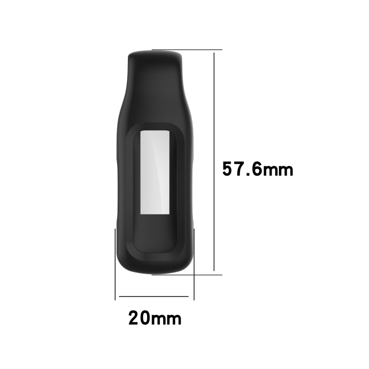 Silicone protective clip case cover for Fitbit Inspire 2, black; size markings shown