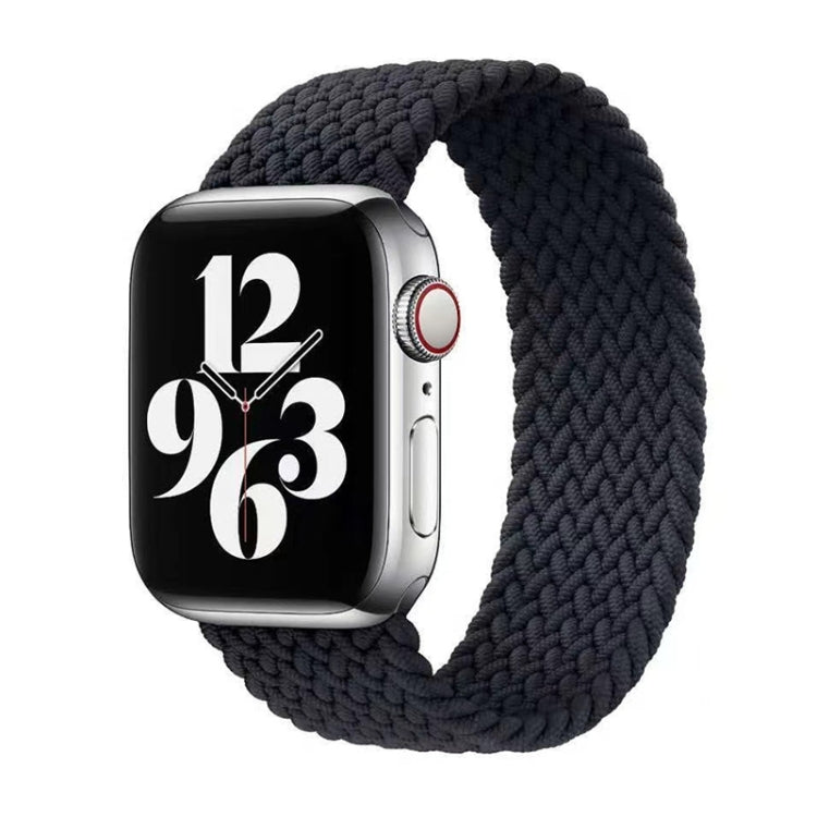 Woven nylon watch band for Apple Watch, dark charcoal black, single-loop style.
