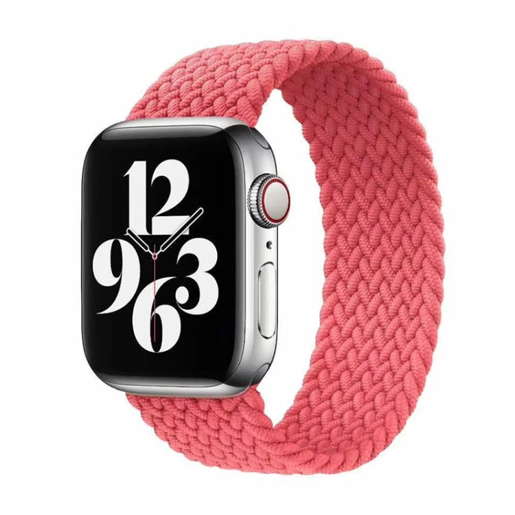 Woven nylon watch band for Apple Watch, light pink.