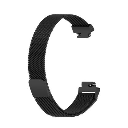 Black Milanese mesh replacement watch strap with metal clasp, for Fitbit Inspire 2