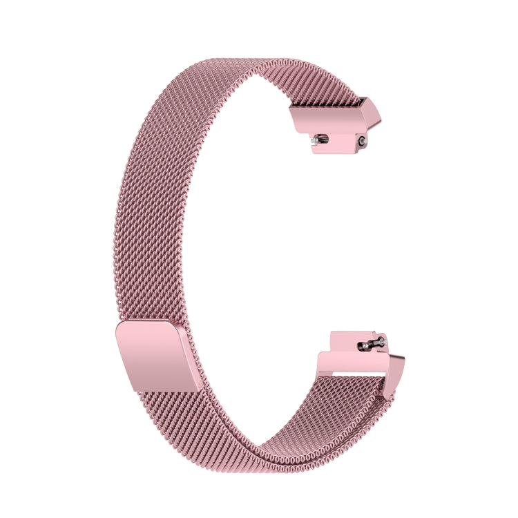 Rose pink Milanese mesh replacement watch strap with metal clasp, for Fitbit Inspire 2